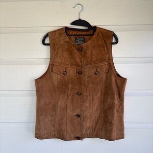 Harold's 100% Leather Button-Front Brown Vest